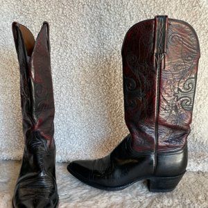 Lucchese boots. Black and black cherry leather. Size 7.5.